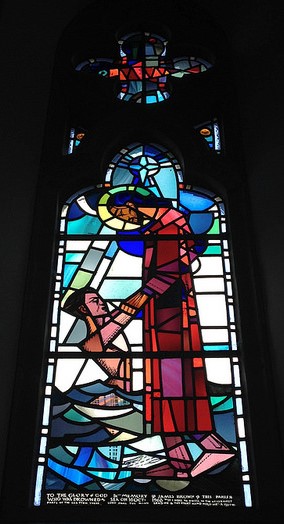 Whitehills Parish Church, in memory of a sailor who drowned. 1970